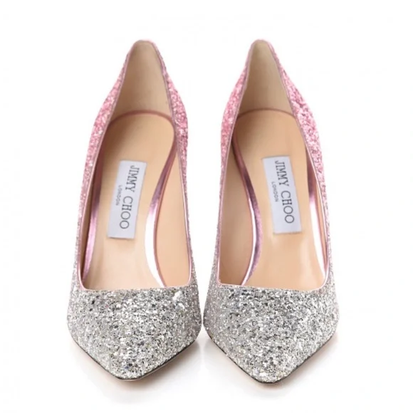 Jimmy Choo Romy 100 mm shaded coarse  glitter pumps - Picture 3 of 16